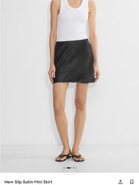 Black Satin Slip Mini Skirt